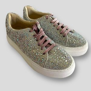 BETSEY JOHNSON RHINESTONE FABRIQUE LACE UP GLITZY SPARKLY